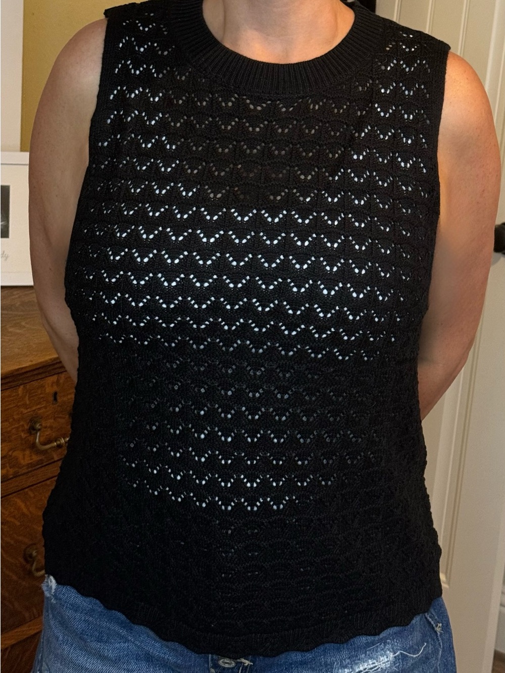 Black Knit Sleeveless Tank Top